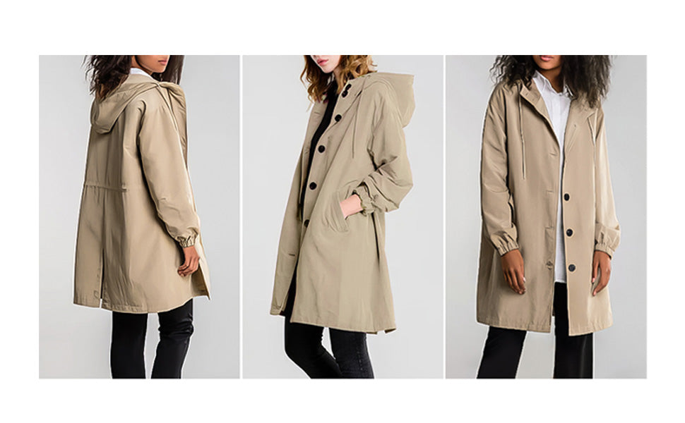 SMART COLLECTION Trench Pioggia Chic – Antivento e Impermeabile con Cappuccio