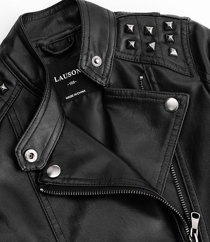 IronRider – Giubbotto Ecopelle Bambino con Borchie | Giacca Leggera Primaverile in Pelle Sintetica