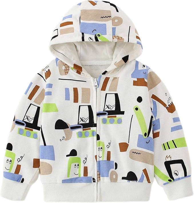 DinoZip – Felpa con Cappuccio Bambino 100% Cotone | Giacca Zip con Stampa Dinosauro o Coccodrillo 1–12 Anni