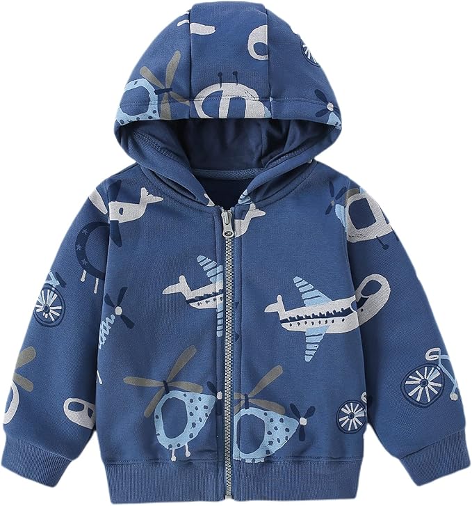 DinoZip – Felpa con Cappuccio Bambino 100% Cotone | Giacca Zip con Stampa Dinosauro o Coccodrillo 1–12 Anni