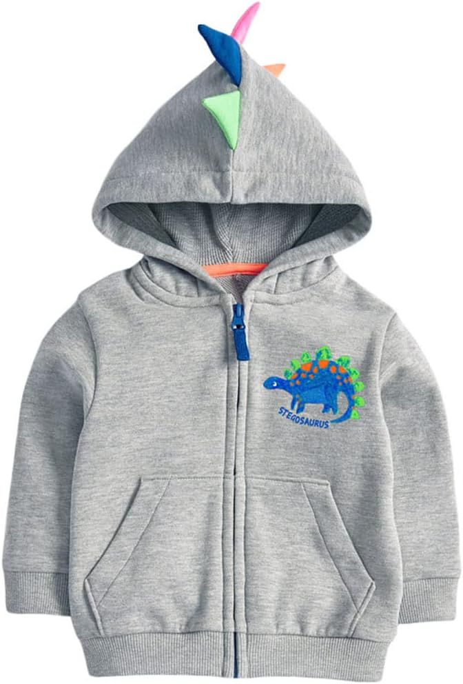 DinoZip – Felpa con Cappuccio Bambino 100% Cotone | Giacca Zip con Stampa Dinosauro o Coccodrillo 1–12 Anni