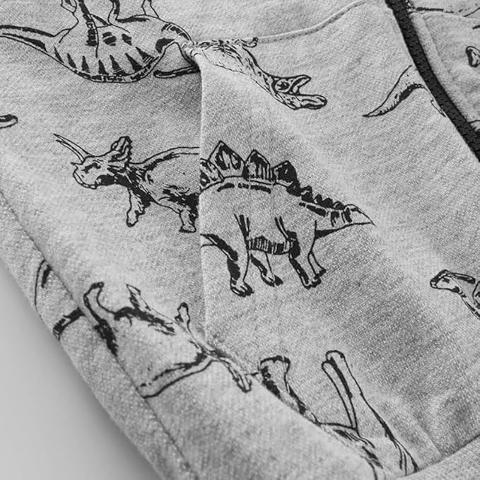 DinoZip – Felpa con Cappuccio Bambino 100% Cotone | Giacca Zip con Stampa Dinosauro o Coccodrillo 1–12 Anni