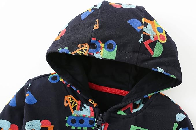 DinoZip – Felpa con Cappuccio Bambino 100% Cotone | Giacca Zip con Stampa Dinosauro o Coccodrillo 1–12 Anni