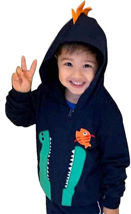 DinoZip – Felpa con Cappuccio Bambino 100% Cotone | Giacca Zip con Stampa Dinosauro o Coccodrillo 1–12 Anni