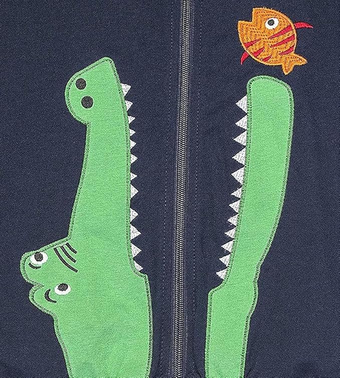 DinoZip – Felpa con Cappuccio Bambino 100% Cotone | Giacca Zip con Stampa Dinosauro o Coccodrillo 1–12 Anni
