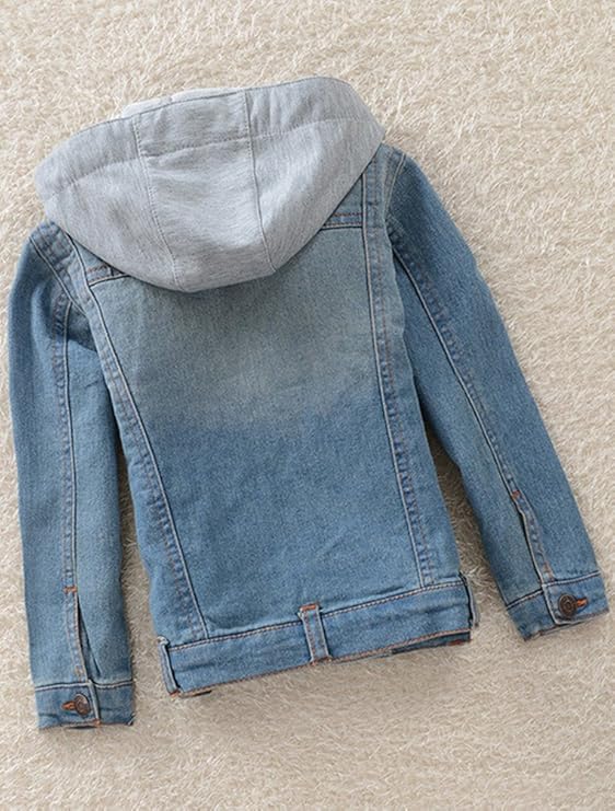 Giacca di Jeans Bambina e Bambino con Cappuccio | Giubbotto Casual Primaverile in Cotone