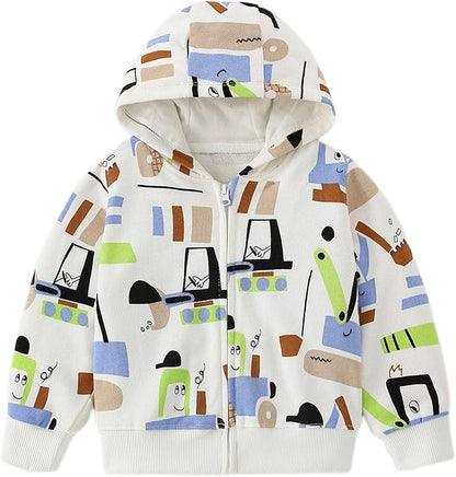 DinoZip – Felpa con Cappuccio Bambino 100% Cotone | Giacca Zip con Stampa Dinosauro o Coccodrillo 1–12 Anni