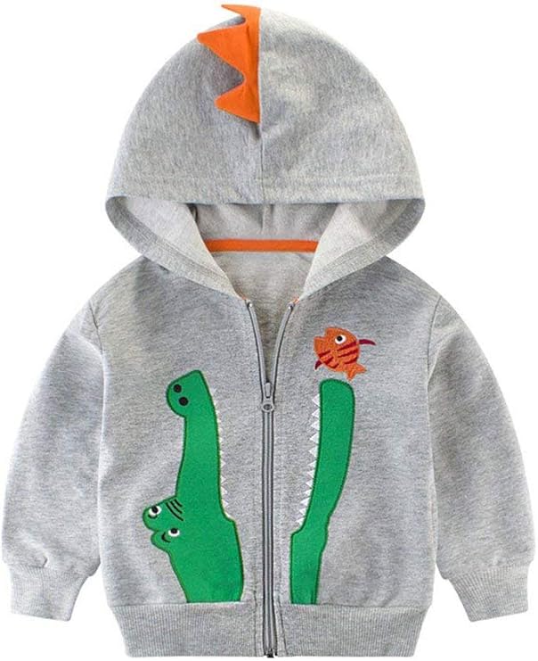 DinoZip – Felpa con Cappuccio Bambino 100% Cotone | Giacca Zip con Stampa Dinosauro o Coccodrillo 1–12 Anni