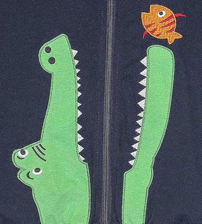 DinoZip – Felpa con Cappuccio Bambino 100% Cotone | Giacca Zip con Stampa Dinosauro o Coccodrillo 1–12 Anni